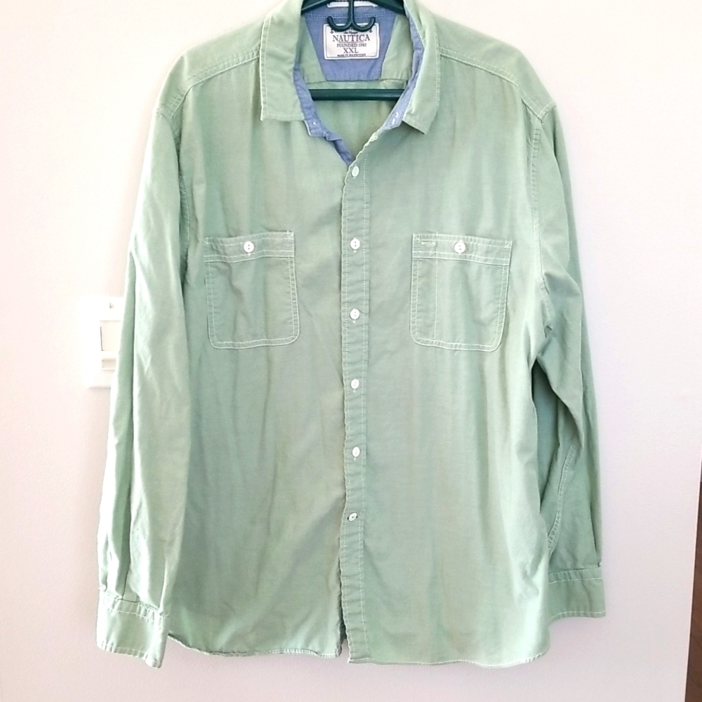 Nautica Mens Button Down Longsleeve Utility Shirt Sz XXL
